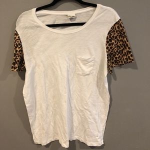 Leopard Sleeve PINK Tee